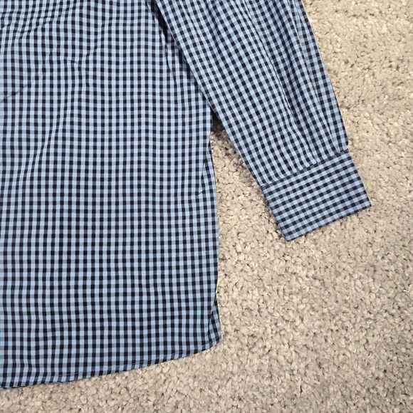 Eton Men Gingham Plaid Dress Shirt Size‎ Large Blue Business Office Workwear - Picture 2 of 14